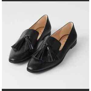 Zara Tasso Croc Black Tasseled Loafers Womens Size: 8