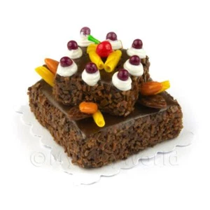 Dolls House Miniature Large Handmade Two Tier Chocolate Fudge Cake - Picture 1 of 1