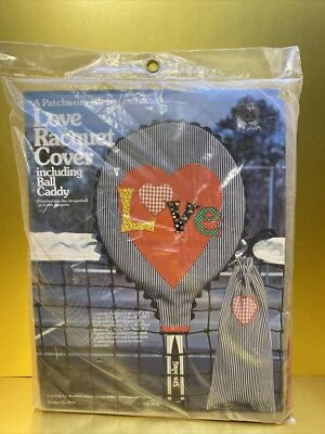 1978 LOVE Tennis RACQUET & BALL CADDY Kit Racket SEWING Vintage Sports PATCHWORK - Image 1 of 4