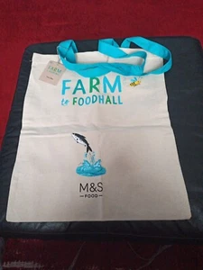 M&S Farm To Foodhall Tote Bag New Cow Fish And Bee 36x44 Cm - Picture 1 of 3