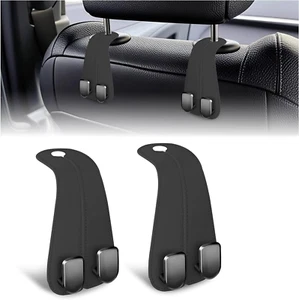 2 Stück Autositzhaken Leder Auto Kopfstütze Haken Autositz Aufhänger Aufbewahrung Organizer - Bild 1 von 8