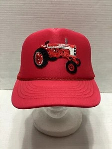 Vintage Farmall Tractor Hat Cap Red Snapback Trucker Style Cobra Brand - Picture 1 of 6