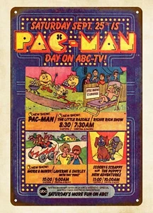 1982 ad Morning Cartoons Pac-Man Mork Mindy Little Rascals metal - Picture 1 of 4