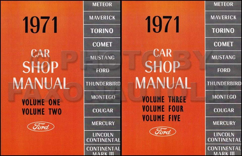 Juego manual taller reparación Ford Lincoln Mark III Continental Mercury Service 1971 Foto 1 de 1