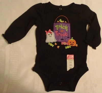 Body de manga larga negro de Halloween para niñas de 6 o 9 meses a elección de Halloween nuevo con etiquetas Foto 1 de 3