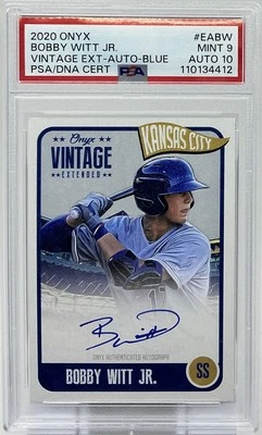 Bobby Witt Jr. Rookie Auto PSA 9/10 -2020 Onyx Vintage ‘Blue’ /275 Royals - Image 1 of 4