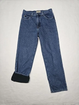 Vintage LL Bean Jeans Mens 30x29 Blue Denim Fleece Lined Green Pants - Image 1 of 4