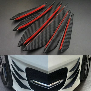 6pcs Glossy Carbon Fiber Bumper Fin Canard Splitter Diffuser Valence Spoiler Lip - Picture 1 of 12