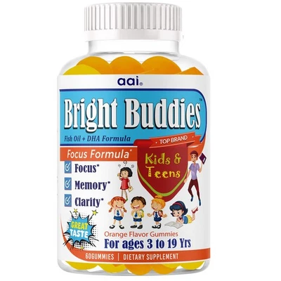 Gomitas Focus Kids para niños soporte de enfoque cerebral, atención, goma Omega 3 6 9 Foto 1 de 4