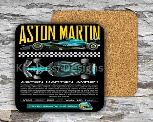 Exclusive Formula 1  ASTON MARTIN  F1 Racing Team  Hardboard MDF Square Coasters - Picture 1 of 4