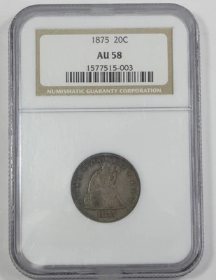 1875 Twenty Cent Piece CERTIFIED NGC AU 58 Silver 20c - Image 1 of 4