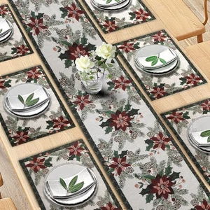 Cotton 6 Placemats With Runner For Dining Table 6 Seater - Picture 1 of 5