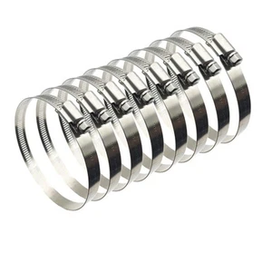 8Pcs 4" Adjustable 304 Stainless Steel Duct Clamps For 4" Hose Clamp Pipe Cla... - Picture 1 of 7