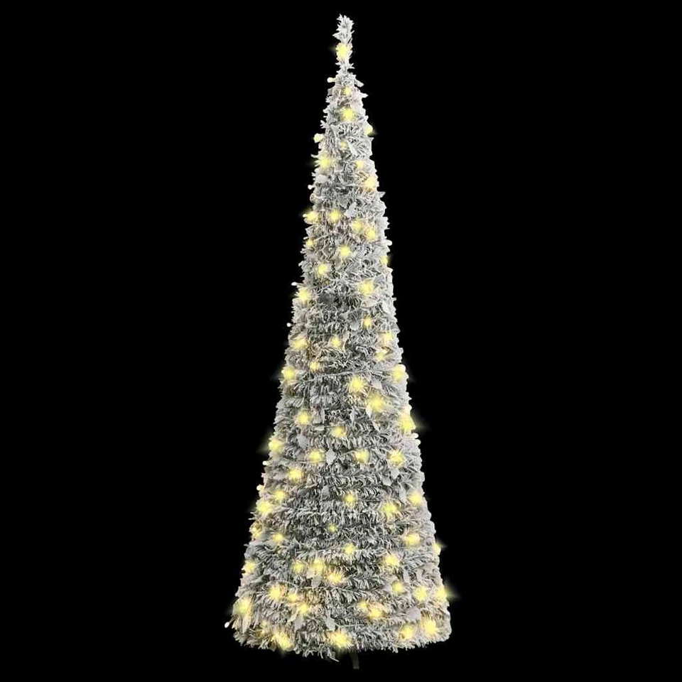 vidaXL 357759 210cm 200 LED Albero di Natale Artificiale Neve Fioccata - Verde/Bianco