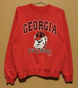 Felpa girocollo Georgia Bulldogs rossa vintage anni 90 - uomo taglia XL - Foto 1 di 4