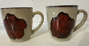Set of 2 Pfaltzgraff Painted Poppies Coffee Mugs Red Flower 12 oz EUC - Picture 1 of 9