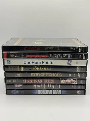 9-DVD Scary Movie Lot Horror Thriller Suspense Wishmaster 1 & 2 American Psycho - Image 1 of 4