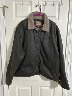 Chaqueta Bomber Arizona Jeans Co Talla 2XL Cuello Polar Forro Imitación Cuero Marrón Foto 1 de 4