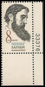 US 1446 Sidney Lanier 8c plate single LR 33376 MNH 1972 - Picture 1 of 1