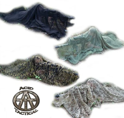 ACID TACTICAL Rifle Sniper Veil Camouflage Netting Mesh Gun Wrap Material - 2pc Camo Patterns