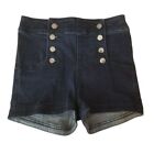Express Denim Shorts Size 0 Sailor Shortie Shorts Stretch Buttons Nautical Coast
