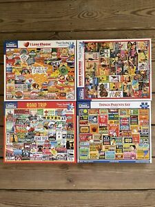 Lot Of 4 WHITE MOUNTAIN 1000-pc Collage Puzzles Made In USA