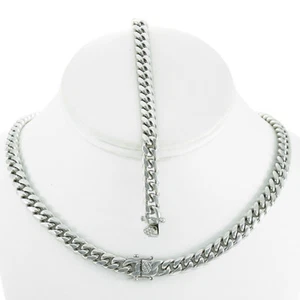 8mm Miami Cuban Link Bracelet & Chain Set ANTI-TARNISH Solid Stainless Steel - Picture 1 of 4