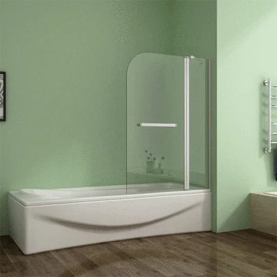 1000X1400mm 180?Pivot Bath Shower Screen Safety Glass Over Double Door Panel AB - Image 1 of 4