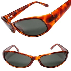 Old Stock 90s True Vintage Timeless Style Brown Tortoise Rectangle Sunglasses - Picture 1 of 3