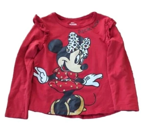 Girls Top Minnie Mouse Disney Shirt Sz 6X Long Sleeve T-Shirt Ruffles Glitter  - Picture 1 of 9