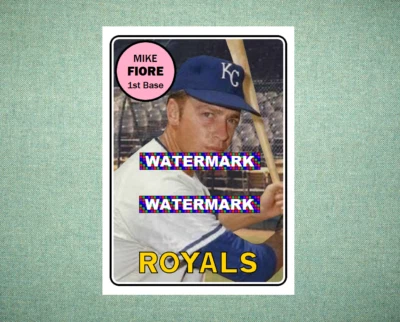 Mike Fiore Kansas City Royals 1969 Style Custom Baseball Art Card - Image 1 of 2