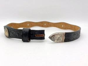 Tony Lama Woman's Western Belt Strap Size 26 USA made Black Leather no buckle - Picture 1 of 4