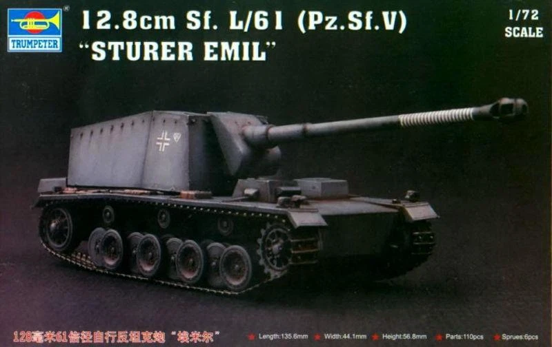 1/72 Trumpeter 12.8cm German STURER EMIL Self-propelled Antitank Gun 07210 kit - Image 1 of 1