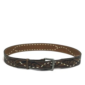Hebilla de cinturón Nocona Western de cuero de vaquero talla 42 cosida marrón 'Gene' - Imagen 1 de 10