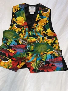 Culinary Classics Peco Bright Tropical Fish Still Life Restaurant Uniform Vest L - Picture 1 of 11