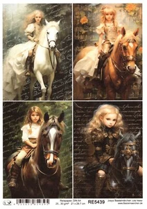 Reispapier A4 Strohseide Decoupage Pferde Mädchen auf Pferd RE5439 - Bild 1 von 1