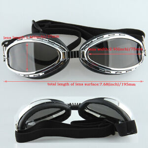 Retro Motorcycle Goggles Eyewear Pilot Vintage Flying Eyewear Chrome Glasses ATV