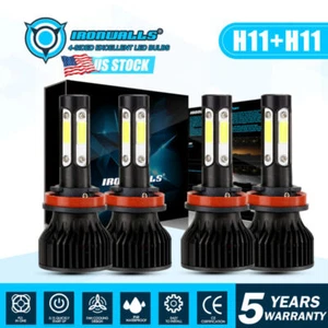 4 Sides 6K H9 H11 LED Headlight Hi-Lo Beam Bulbs For 2008-2012 Chevy Malibu LTZ - Picture 1 of 12