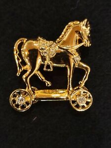 Museum Horse - Gold Tone & Rhinestone Avon for the Smithsonian Horse Brooch/Pin