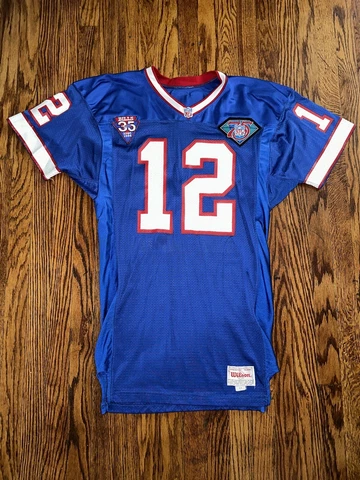 Wilson Buffalo Bills Jim Kelly Authentic Pro-Cut Jersey 75th 35th Patches sz 44 Cover