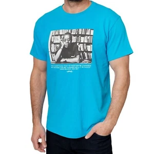 The Phluid Project James Baldwin Quote Graphic T-Shirt, Blue, Size S, NWT - Picture 1 of 5