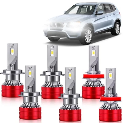 Para BMW X3 2004 2005-2014-6x 6000K Faro LED Alto/Bajo + Kit Bombillas Antiniebla Foto 1 de 4