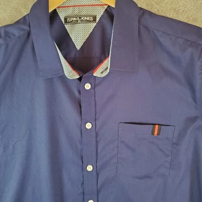 Camisa PJ Paul Jones Para Hombres XL Azul Manga Corta Buttondown Preppy Ligera Foto 1 de 4