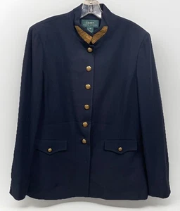 Lauren Ralph Lauren Vintage 1980’s Navy Blue Worsted Wool Blazer Women’s 14 - Bild 1 von 15