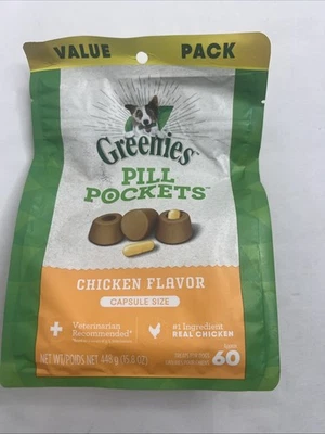 Bolsillos para pastillas Greenies para perros, tamaño grande 60 unidades sabor pollo caducidad 5/2026 Foto 1 de 4