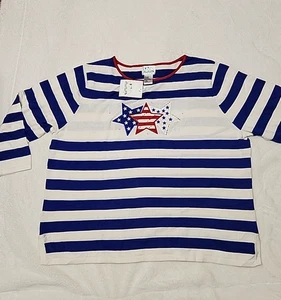 Quacker Factory red White Blue Patriotic star crew neck sweater womens 3XL - Picture 1 of 21