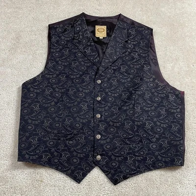 Chaleco Wah Maker Para Hombres XL Azul Marino Brocado Frontera Occidental Chaleco Floral Formal Foto 1 de 4