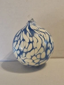 Blue and White Art Glass Witch Ball Orb Decorative Hanging Ornament - Picture 1 of 11