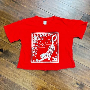 Melrose and Market Damen Large 10/12 kurz geschnitten Grafik T-Shirt rot Blumen Tiger - Bild 1 von 5