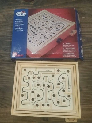 Pavilion Wooden Labyrinth Maze Game IWinding Passages 2013 ToysRUs w/Box - Image 1 of 4